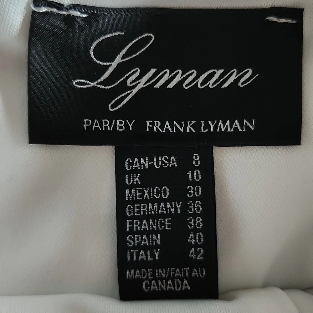 Frank Lyman Elegant Black And White Lace Dress With Keyhole Back - Picture 2 of 5